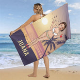 Aperturee - Aperturee Beach Bikini Custom Head Photo Beach Towel For Woman